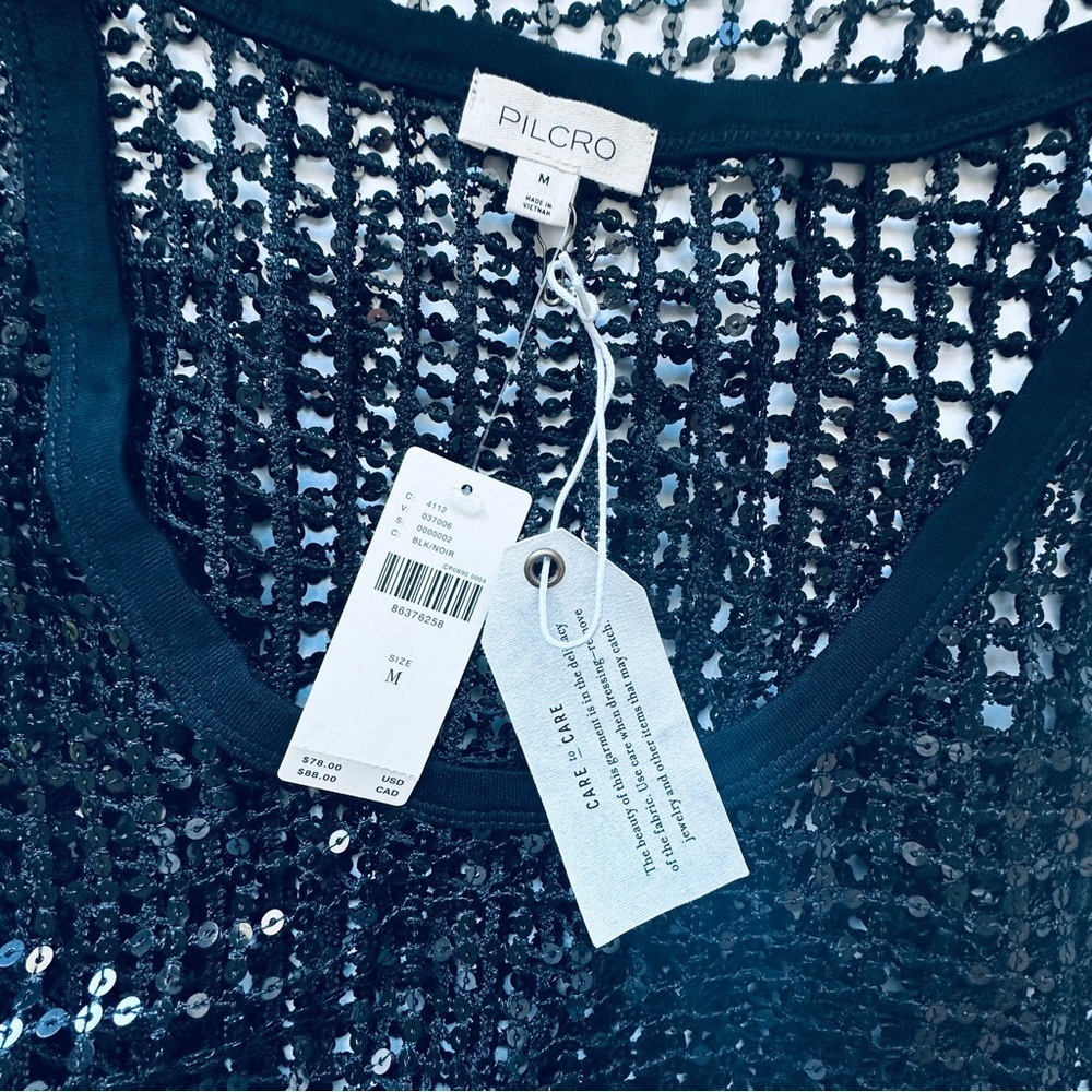 NWT Pilcro Sheer Sequin Tank - M - Picture 7 of 10